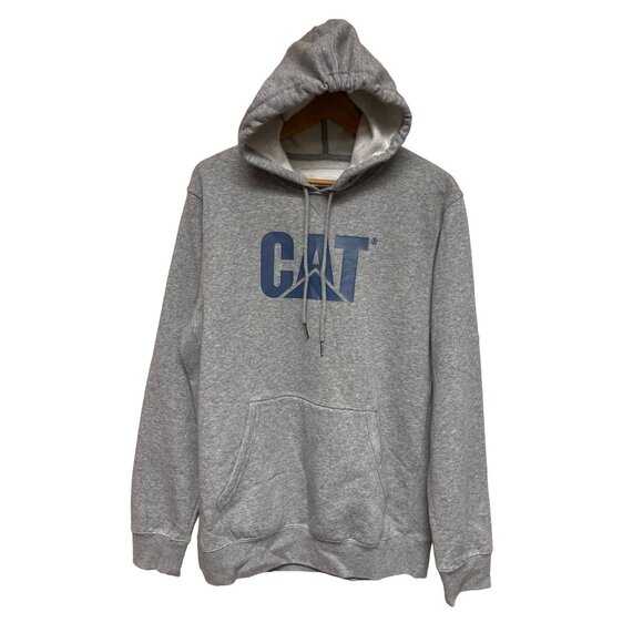 Caterpillar Foundation Men's Hoodie Hooded Sweatshirt Heather Grey Logo Medium - Picture 2 of 5